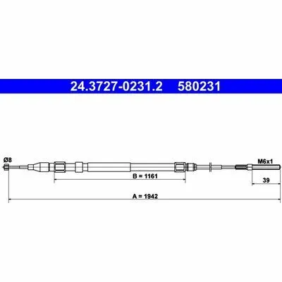 Ultimissimo Modello ATE 24.3727-0231.2 Cavo Comando, Freno Stazionamento