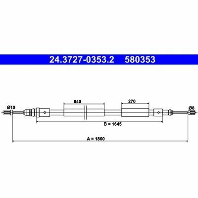 Ultimissimo Modello ATE 24.3727-0353.2 Cavo Comando, Freno Stazionamento