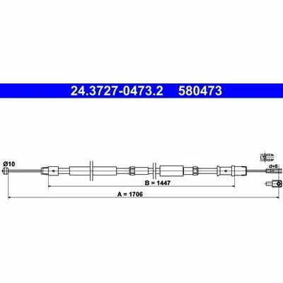 Spedizione Espresso ATE 24.3727-0473.2 Cavo Comando, Freno Stazionamento