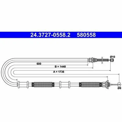 Prezzo Ridotto ATE 24.3727-0558.2 Cavo Comando, Freno Stazionamento