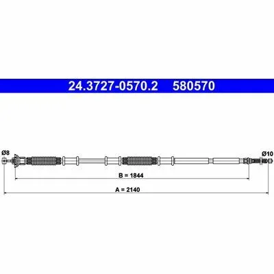 Ultime Pezzi ATE 24.3727-0570.2 Cavo Comando, Freno Stazionamento