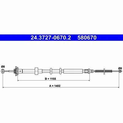 ATE 24.3727-0670.2 Cavo Comando, Freno Stazionamento Spedizione Espresso
