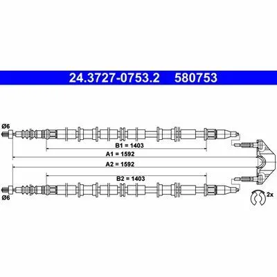 Super Prezzo ATE 24.3727-0753.2 Cavo Comando, Freno Stazionamento