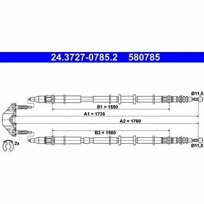 ATE 24.3727-0785.2 Cavo Comando, Freno Stazionamento Professionale