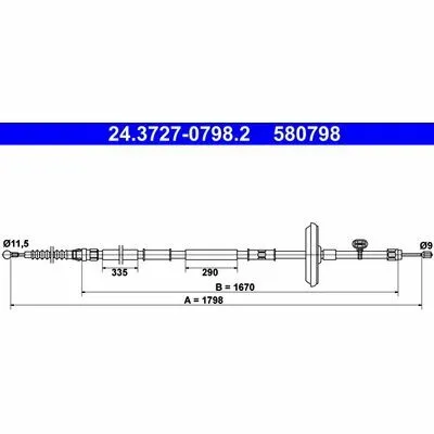 ATE 24.3727-0798.2 Cavo Comando, Freno Stazionamento Professionale