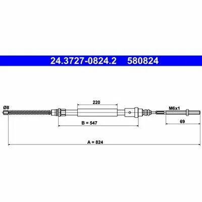 Ultimissimo Modello ATE 24.3727-0824.2 Cavo Comando, Freno Stazionamento