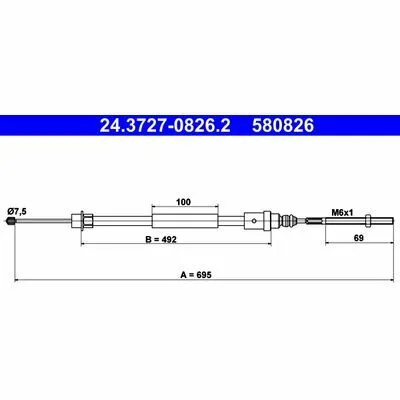 ATE 24.3727-0826.2 Cavo Comando, Freno Stazionamento Prezzo Ridotto