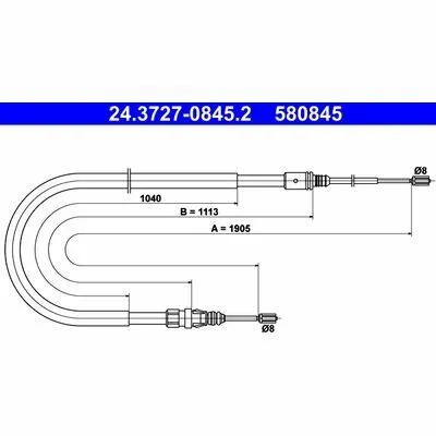 ATE 24.3727-0845.2 Cavo Comando, Freno Stazionamento Nuova Collezione