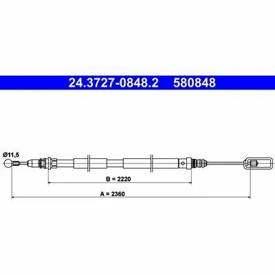 A Buon Prezzo ATE 24.3727-0848.2 Cavo Comando, Freno Stazionamento