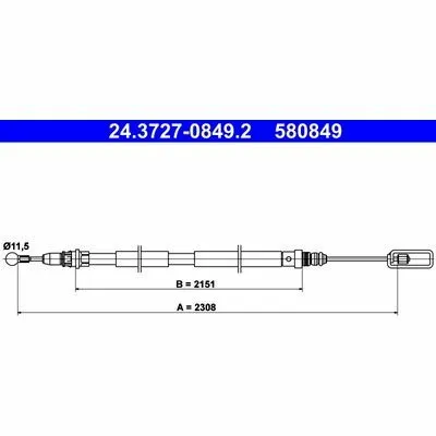 ATE 24.3727-0849.2 Cavo Comando, Freno Stazionamento Quantità Limitata