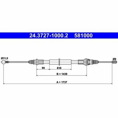 Professionale ATE 24.3727-1000.2 Cavo Comando, Freno Stazionamento