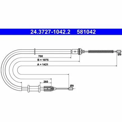 ATE 24.3727-1042.2 Cavo Comando, Freno Stazionamento Prezzo Ridotto