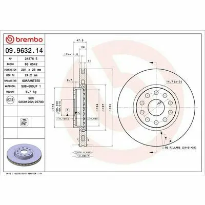 Prezzo Basso BREMBO PRIME LINE 09.9632.14 Disco Freno