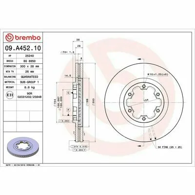 Must-Have BREMBO PRIME LINE 09.A452.10 Disco Freno