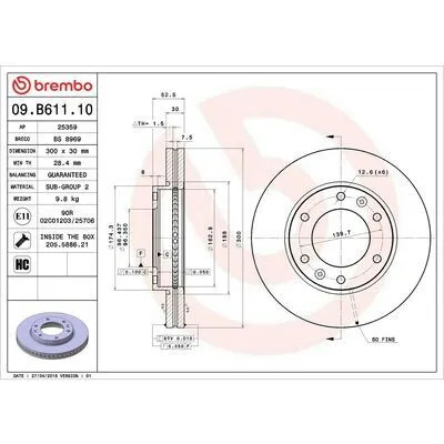 BREMBO PRIME LINE 09.B611.10 Disco Freno Non Perdere