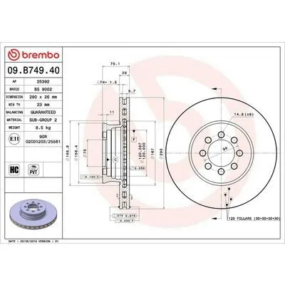 BREMBO PRIME LINE 09.B749.40 Disco Freno Ultime Pezzi